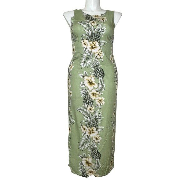 Hawaiian Reserve Collection vintage green maxi dress Large - Picture 3 of 7